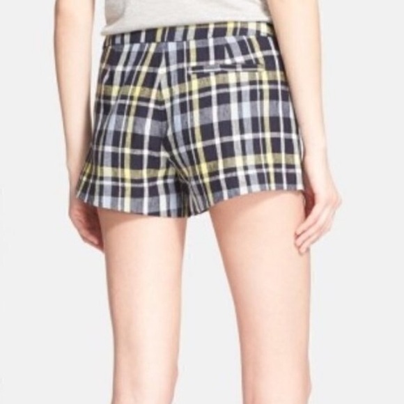 Joie linen‎ plaid blue yellow shorts 8 - Picture 2 of 11